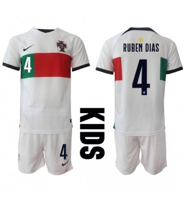 Portugal Ruben Dias #4 Replica Away Stadium Kit for Kids World Cup 2022 Short Sleeve (+ pants)